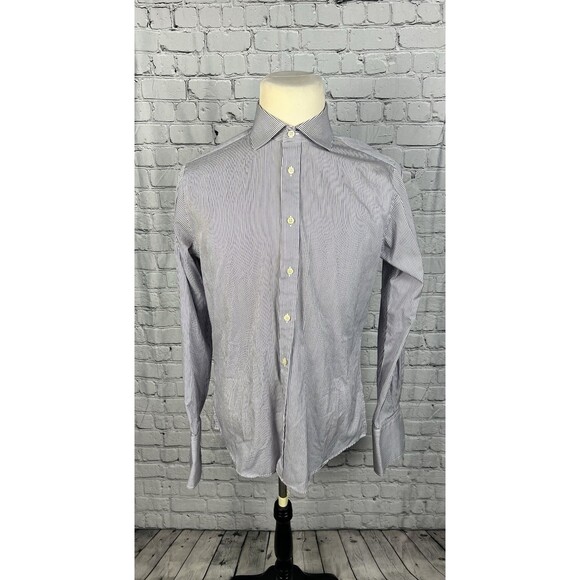 Charles Tyrwhitt Mens 16/35 Slim Fit French Cuff Dress Shirt Purple,White Stripe - Picture 2 of 10